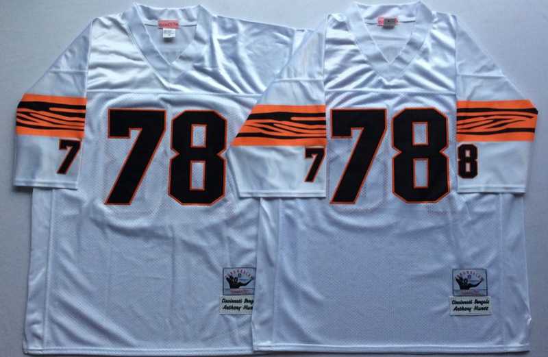 Bengals 78 Anthony Munoz White M&N Throwback Jersey
